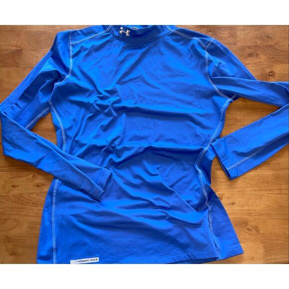 HeatGear®Men's Compression Mock Long Sleeve, Blue, Size Large - Picture 1 of 5